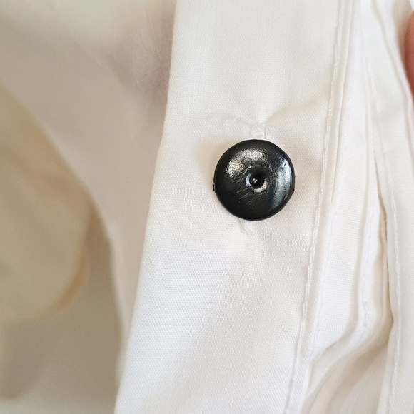 Vintage Moores Sequin Pleated Front White Dress Shirt Banded Collar Sz 15 32/33 - Picture 5 of 16